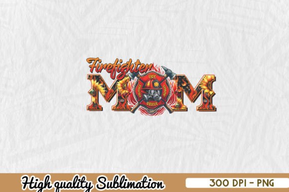 American Flag Firefighter Mom PNG: Graphics for Crafts