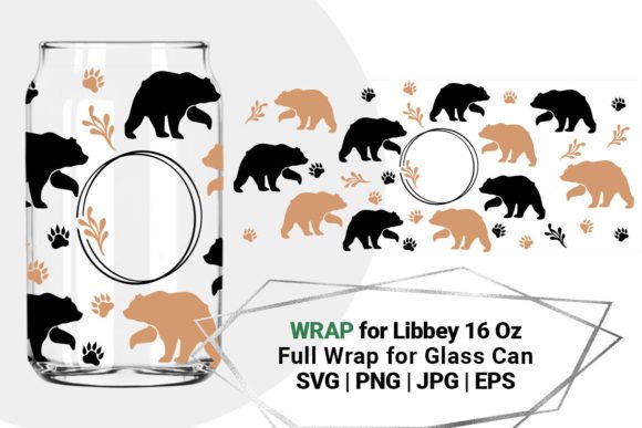 Bear Mom for Libbey 16 Oz Can Glass
