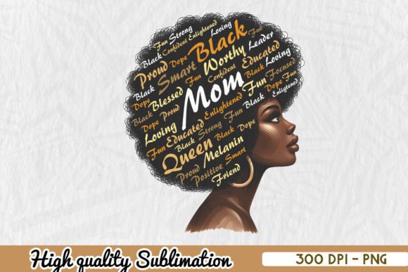 Black Mom Queen Afro PNG: Graphics for Crafts