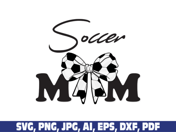 Soccer Ball Mom Coquette Bow Retro Png for Crafts & Graphics